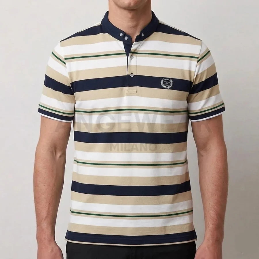 Polo Uomo Estiva a Righe, Fresca e Traspirante